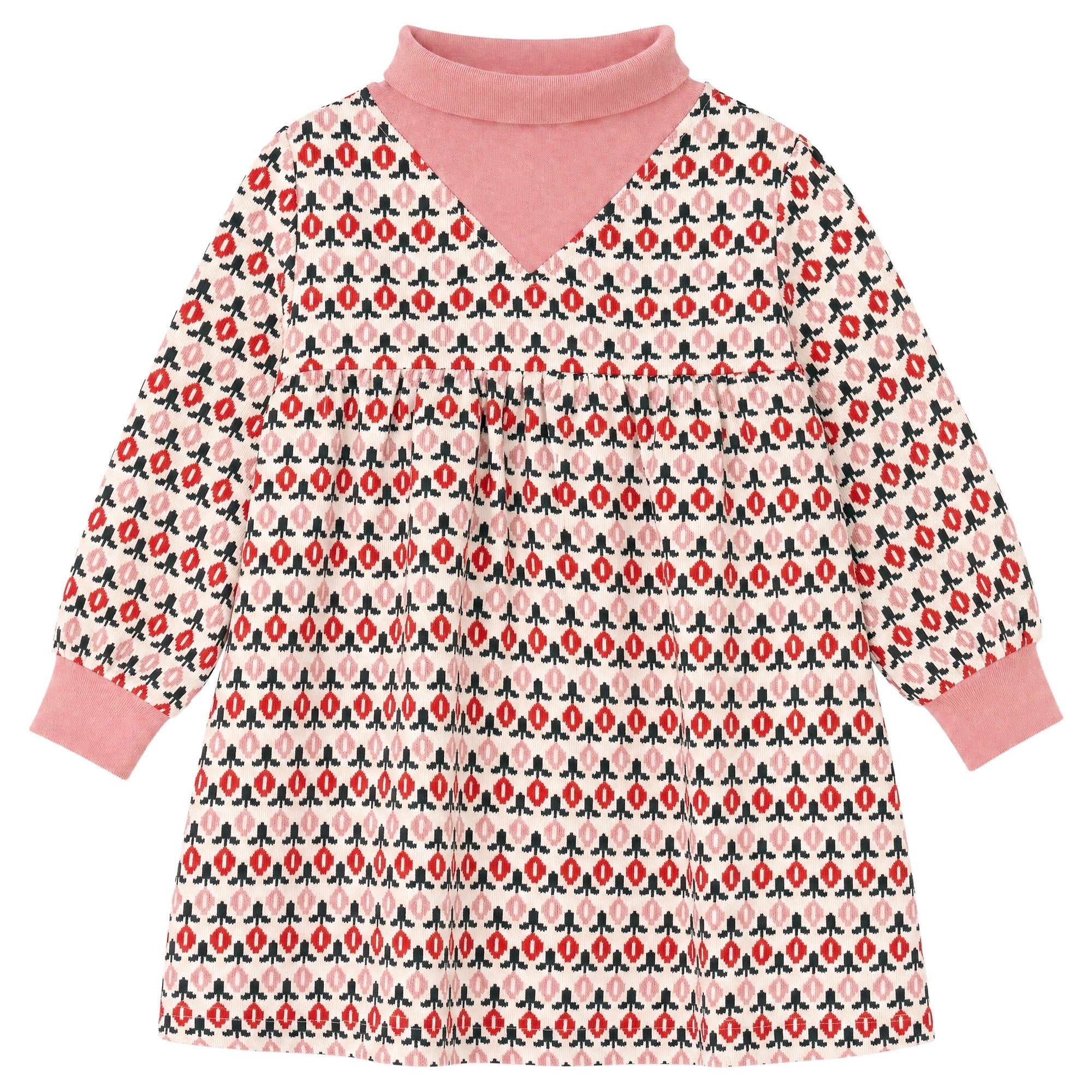 Mini P –  Printed Cord Dress | Cream & Red