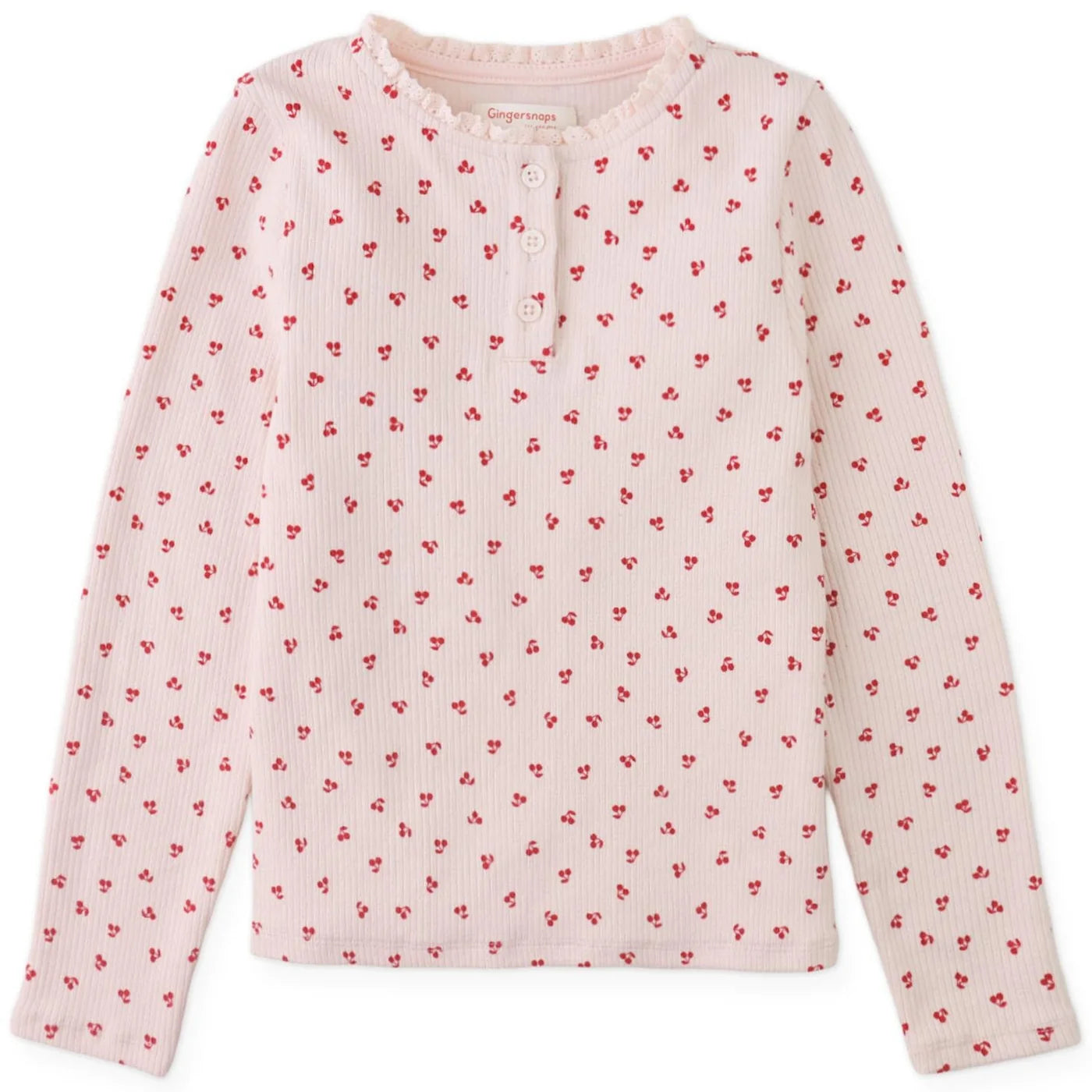 Gingersnaps – Apolinaria Cherry Pointelle Ribbed Tee | Pink