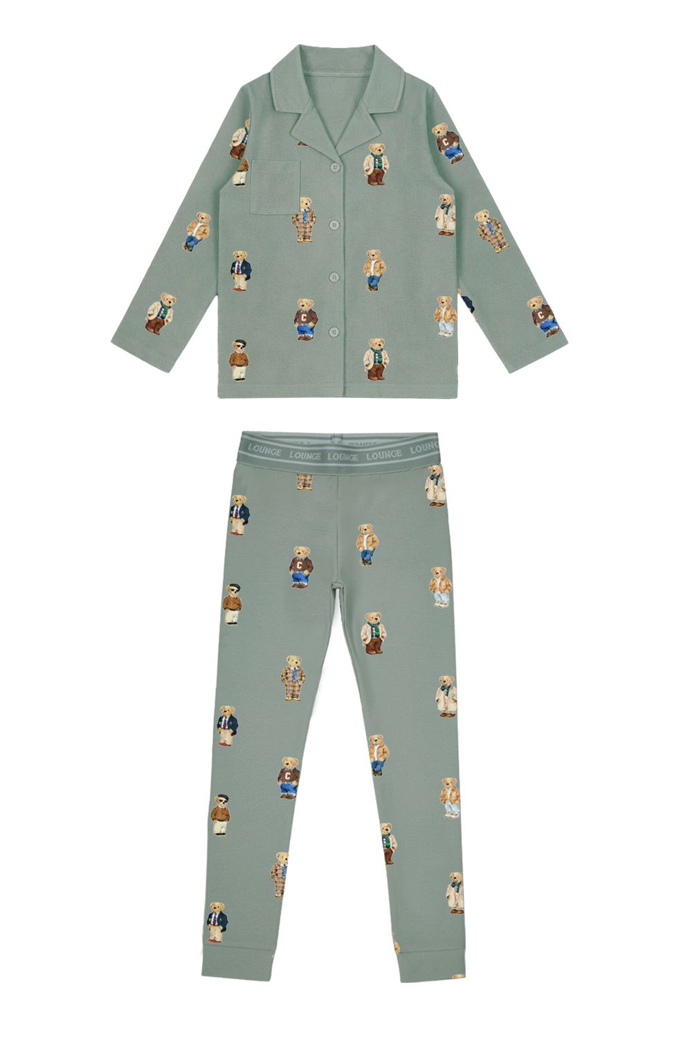 Crew Lounge Jade Teddy Pattern Grandpa Lounge Set