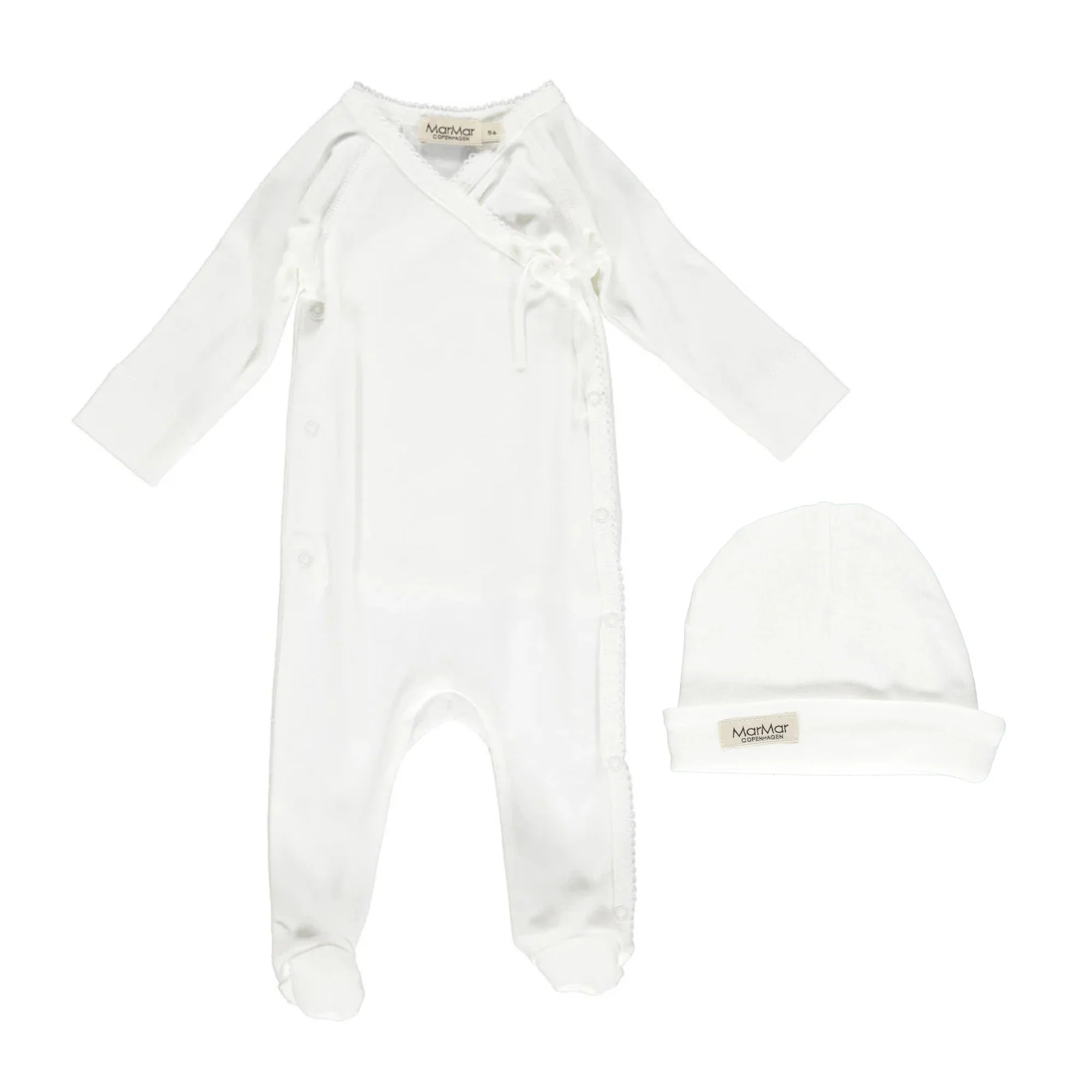MarMar Gentle White Rubetta Footie + Hat