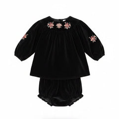 Early Sunday Cara Black Baby Dress with Bloomer