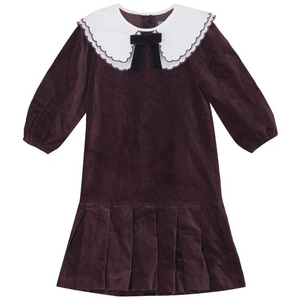Pompomme Cocoa Scallop Collar Shirt Dress