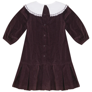 Pompomme Cocoa Scallop Collar Shirt Dress