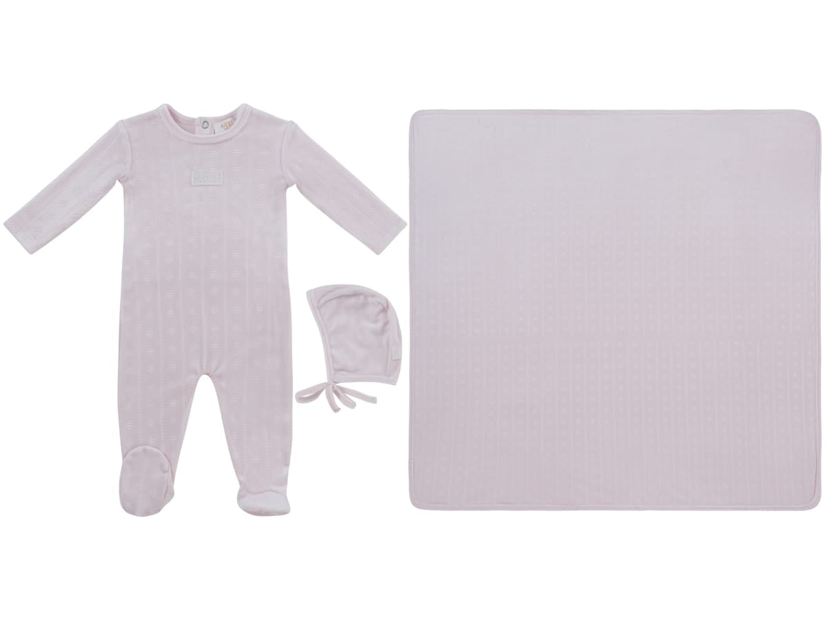 Kipp Baby Pink Bebe Pointelle Footie Hat & Blanket Set