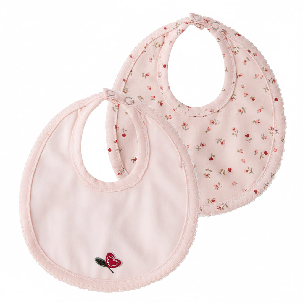 Mini Label Girls Cream Heart Printed Kimono Bib