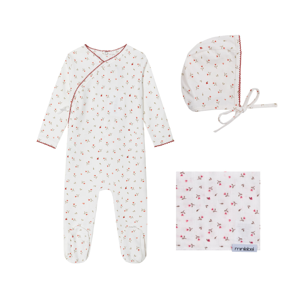 Mini Label – Girls Cream Heart Printed Kimono Set