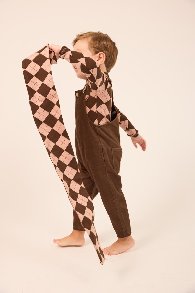 Little Parni - Argyle Mockneck Onesie | Black & Brown