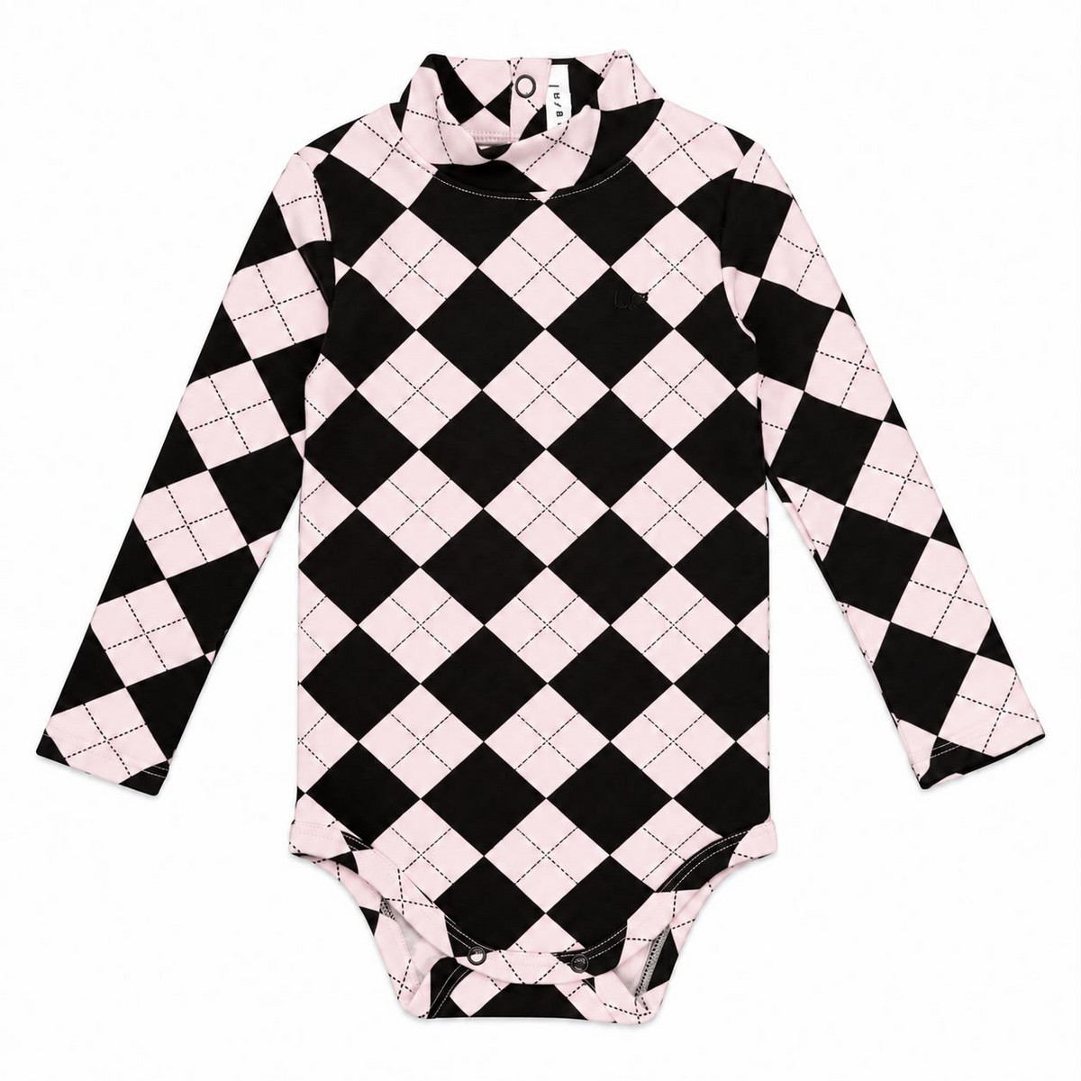 Little Parni - Argyle Mockneck Onesie | Black & Brown