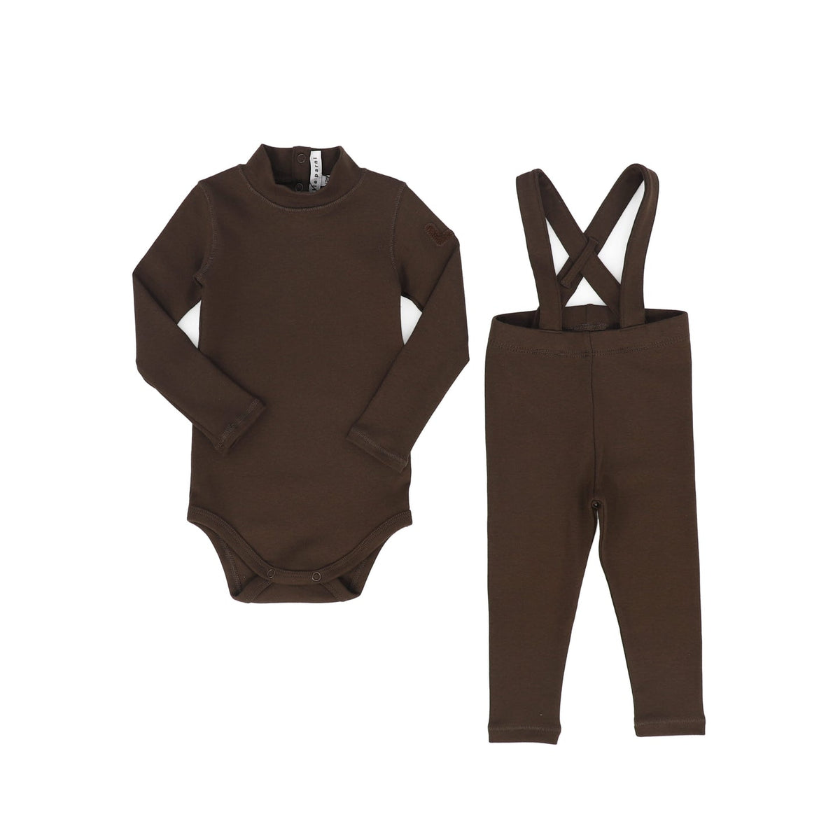 Little Parni – Baby Onesie + Overall Set | Black & Brown