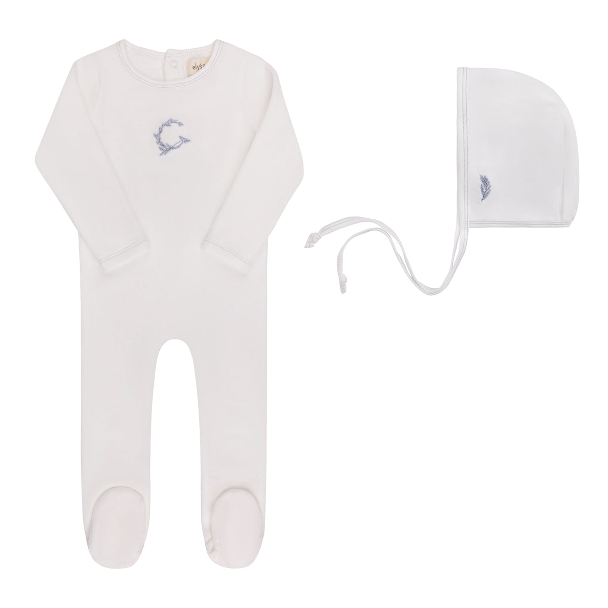 Ely’s & Co. – Boy Metallic Wreath Footie + Bonnet | Ivory