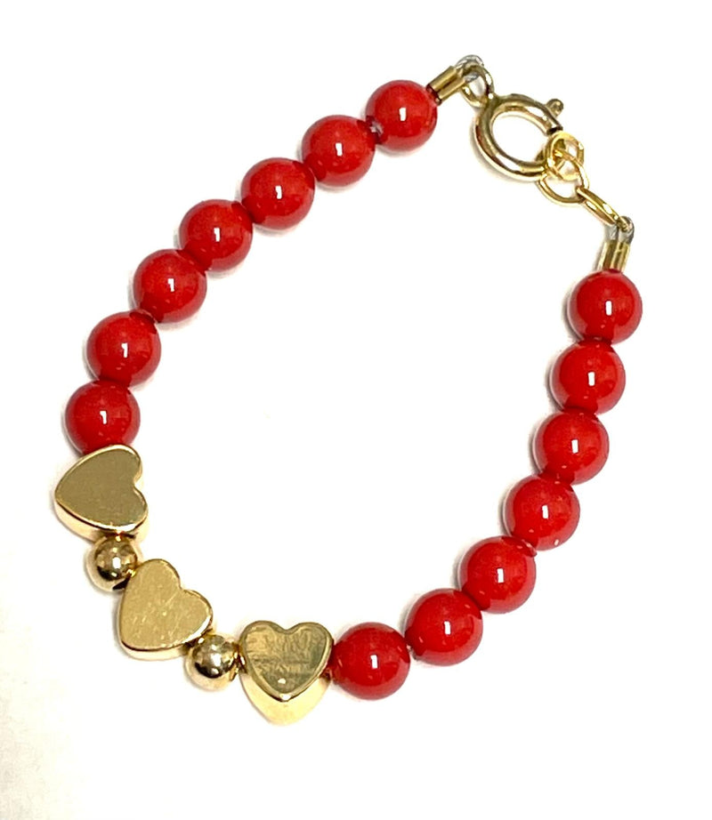 My Little Jewel Red Swarovski Pearls Heart Bangle Bracelet