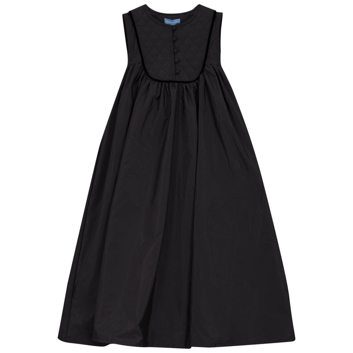 Pompomme Black Quilted Yoke Flared Dress