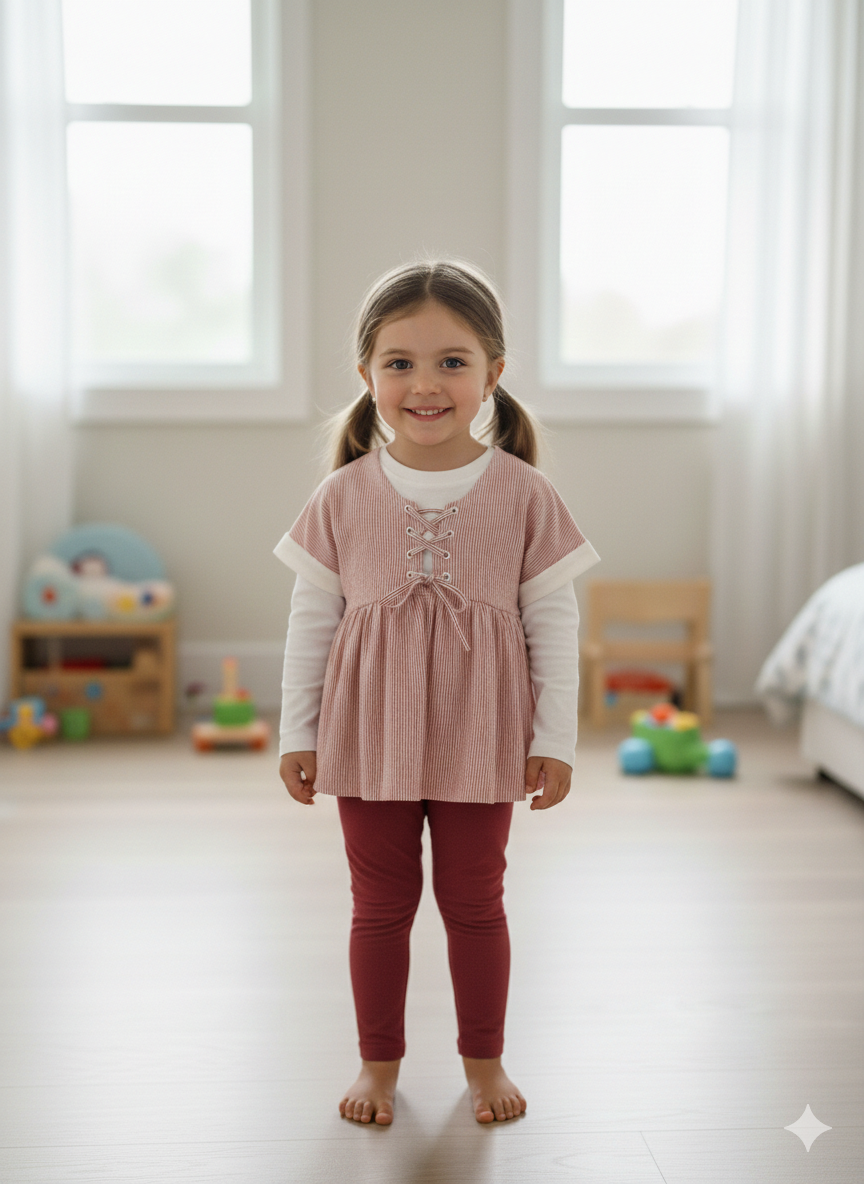 Bonjour - Red Striped Girls Two - Piece
