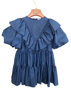 Miss Blumarine girls' blue ruffle dress – luxury designer occasionwear for kids with elegant layered frills