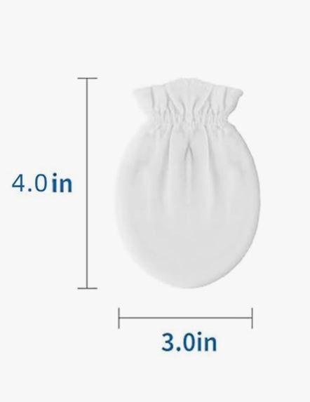 100% Cotton White Mittens for Baby 0-6 Months