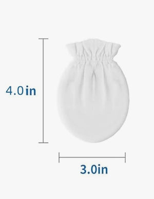 100% Cotton White Mittens for Baby 0-6 Months