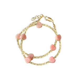 Pink Heart Soft Double Bangle