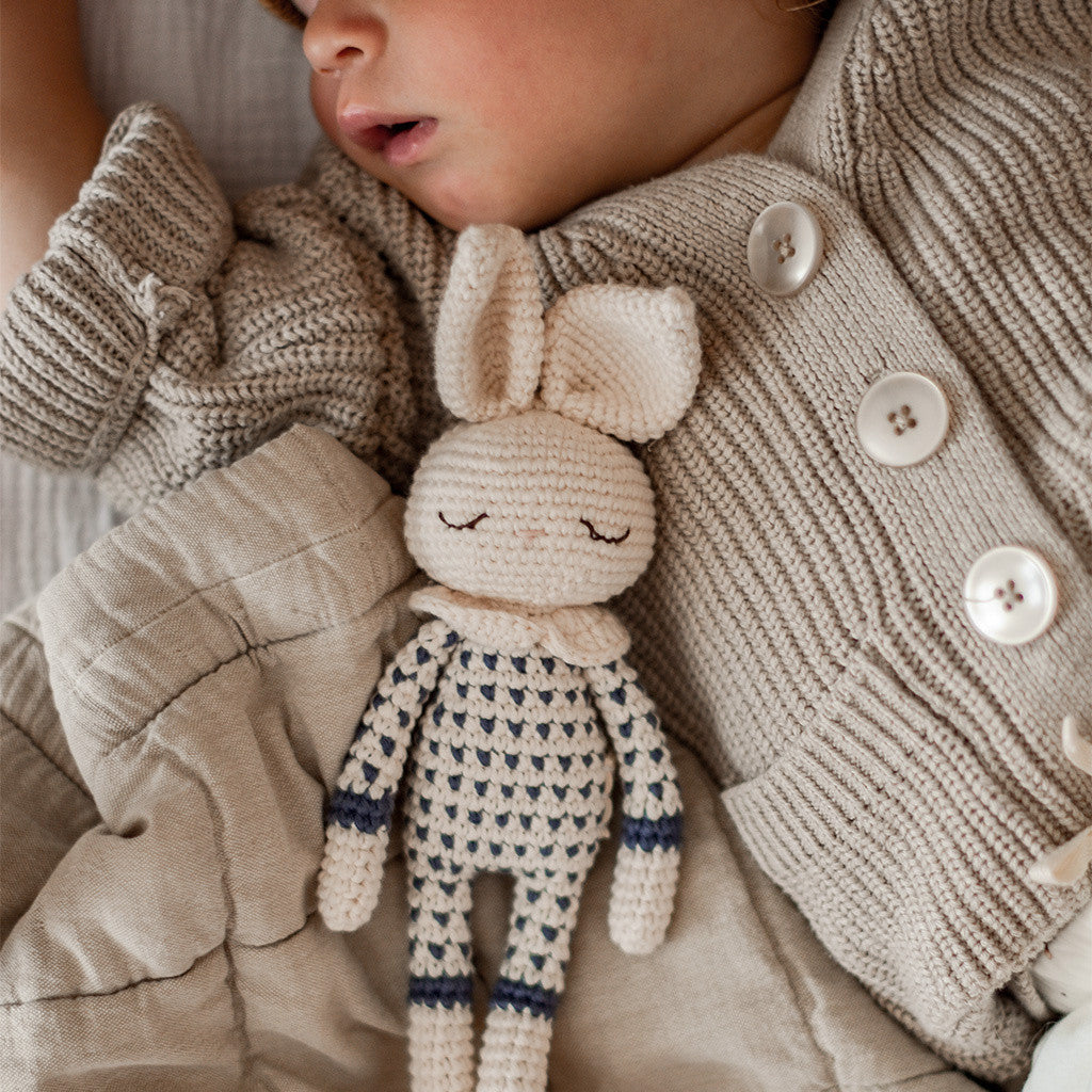 Blue Dots Crochet Bunny Organic Cotton