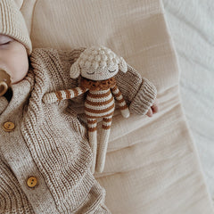 Caramel Striped Crochet Lamb Organic Cotton