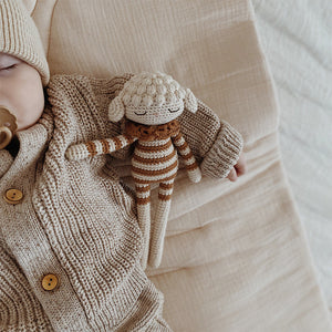 Caramel Striped Crochet Lamb Organic Cotton