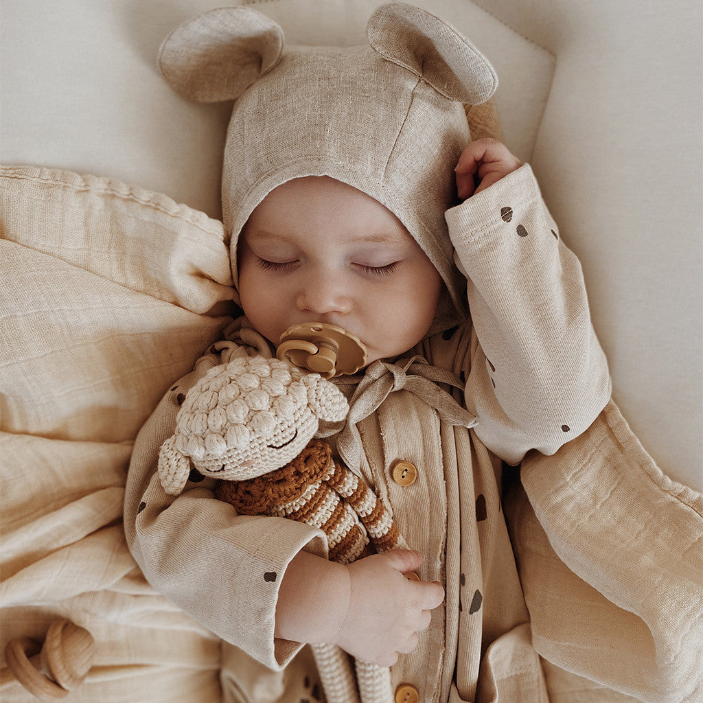 Caramel Striped Crochet Lamb Organic Cotton