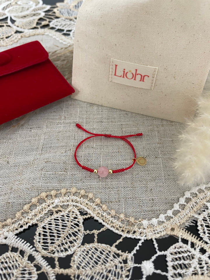 Liohr Adjustable Red String Bracelet With Gem Stone