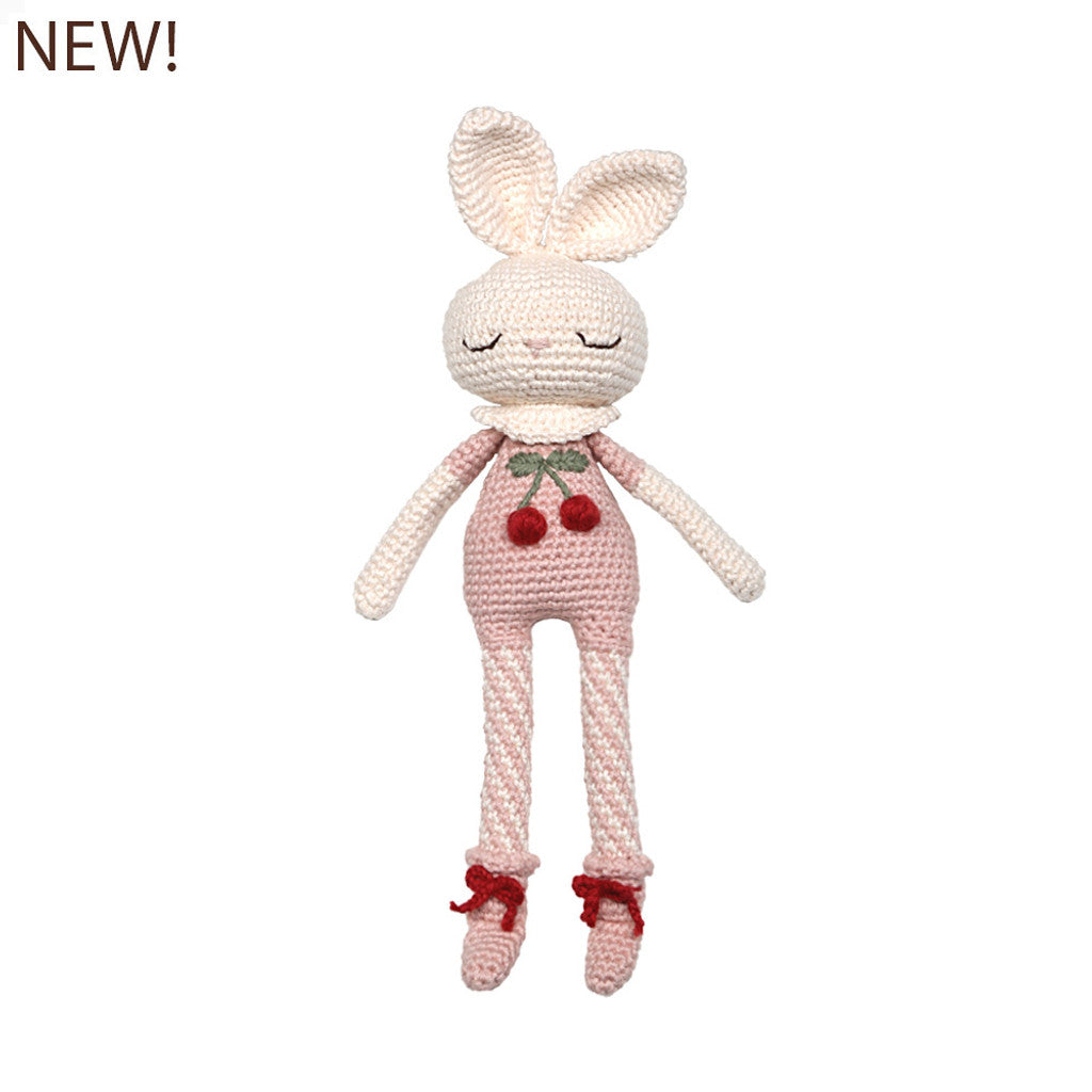Pink Crochet Cherry Blossom Bunny Organic Cotton