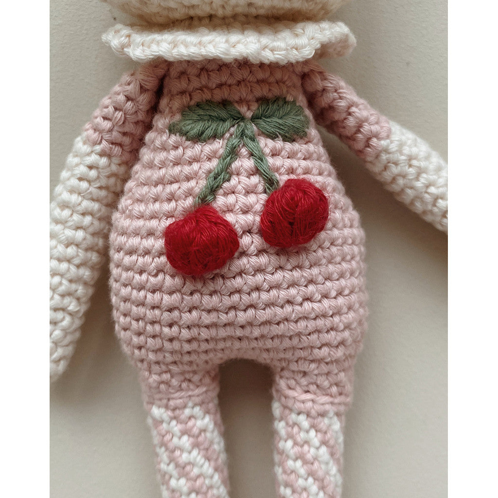 Pink Crochet Cherry Blossom Bunny Organic Cotton