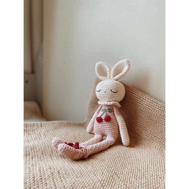 Pink Crochet Cherry Blossom Bunny Organic Cotton