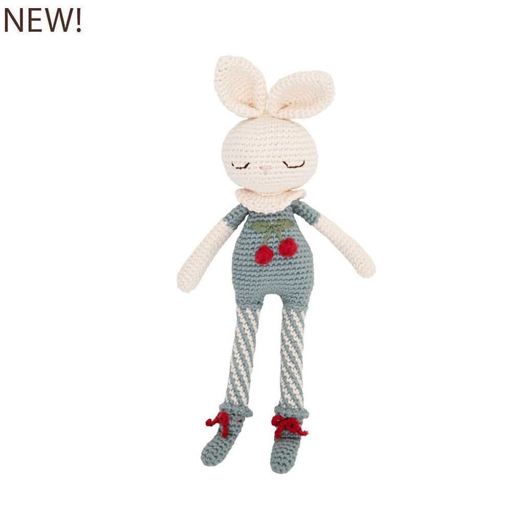 Baby Blue Crochet Cherry Blossom Bunny Organic Cotton