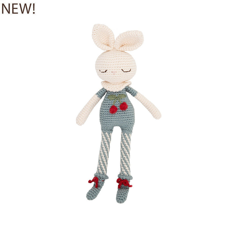 Baby Blue Crochet Cherry Blossom Bunny Organic Cotton