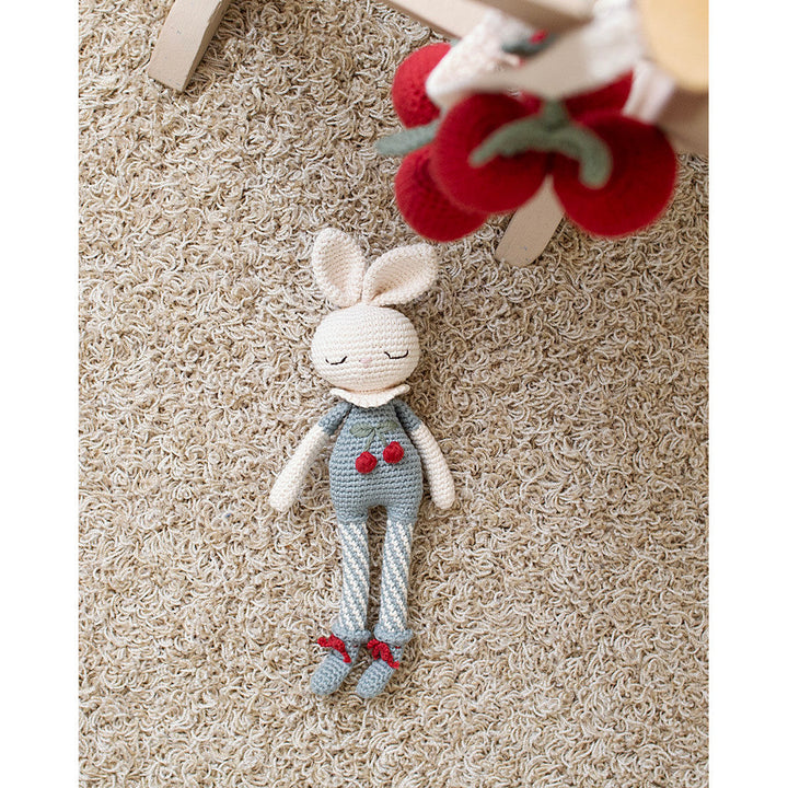 Baby Blue Crochet Cherry Blossom Bunny Organic Cotton