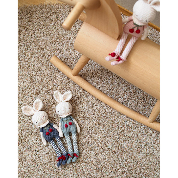 Baby Blue Crochet Cherry Blossom Bunny Organic Cotton