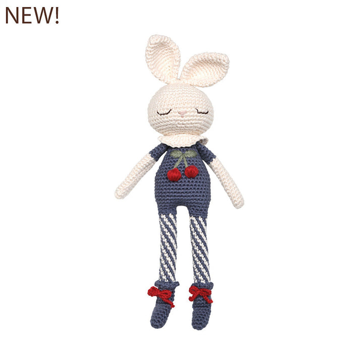 Indigo Blue Crochet Cherry Blossom Bunny Organic Cotton