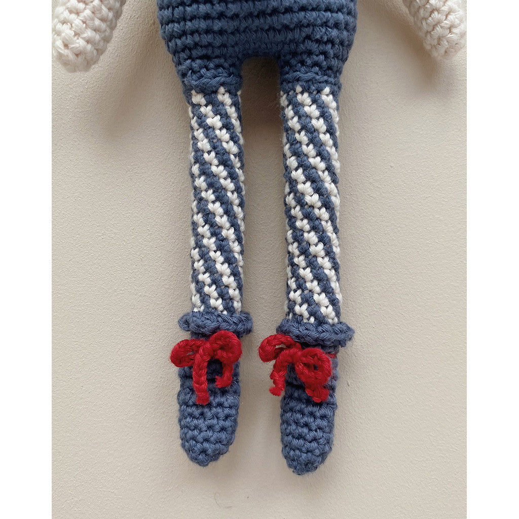 Indigo Blue Crochet Cherry Blossom Bunny Organic Cotton