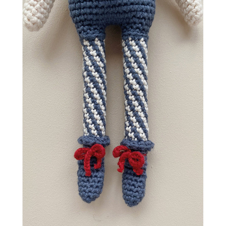 Indigo Blue Crochet Cherry Blossom Bunny Organic Cotton