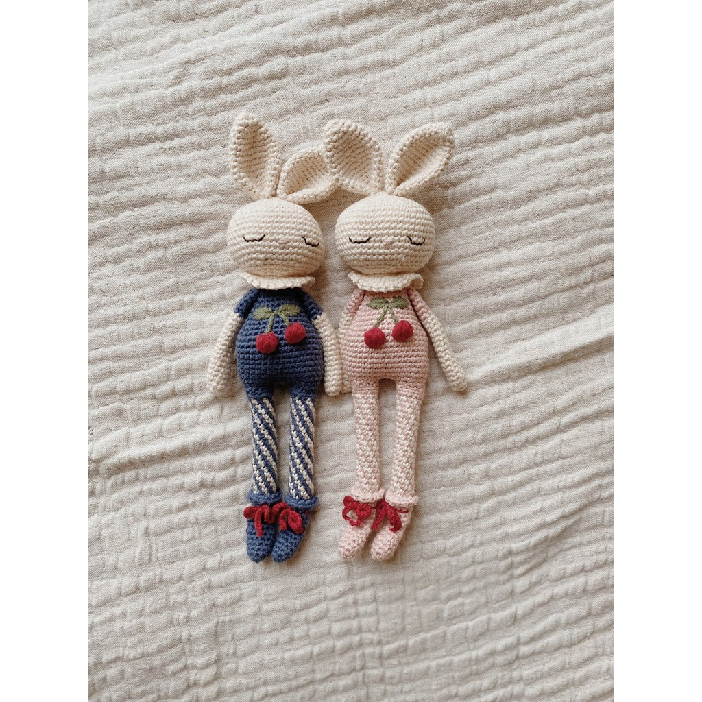 Indigo Blue Crochet Cherry Blossom Bunny Organic Cotton