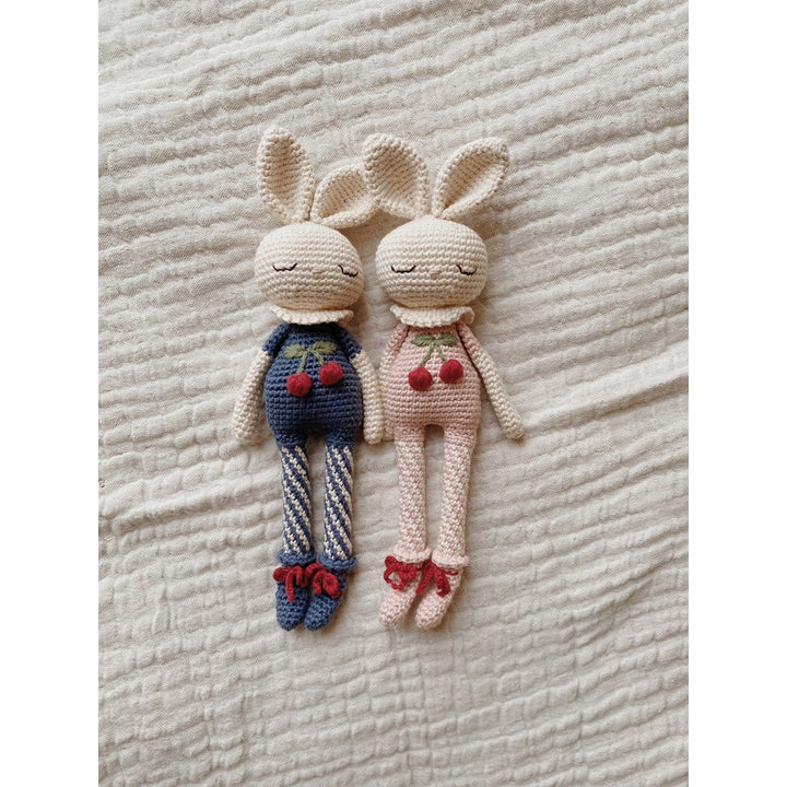 Indigo Blue Crochet Cherry Blossom Bunny Organic Cotton