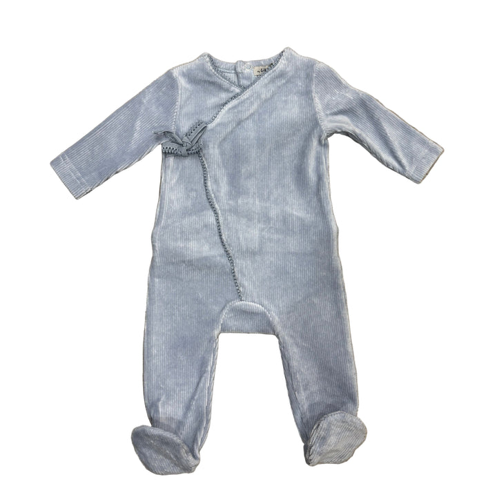 Little Lux  Ribbed Picot Trim Velour Footie