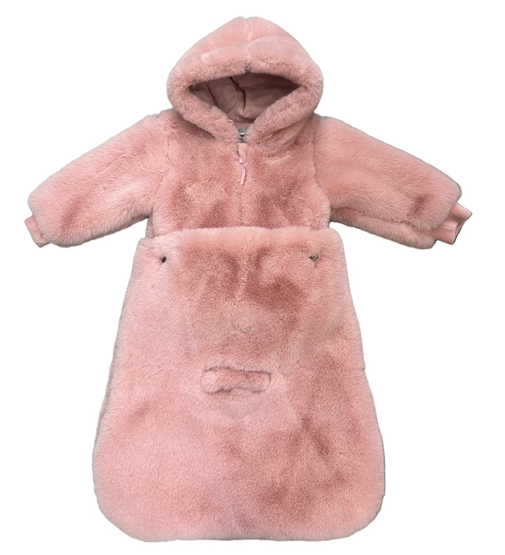 Little Lux Fur Button-On 2-in-1 Bunting | Convertible Baby Outerwear with Faux Fur Trim