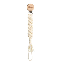 Macrame Paci Clip-Ivory Trim