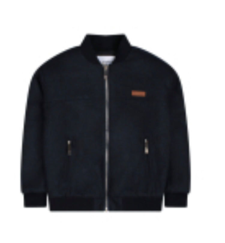 Trussardi Junior Boys Blue Knit Bomber Jacket | Designer Outerwear