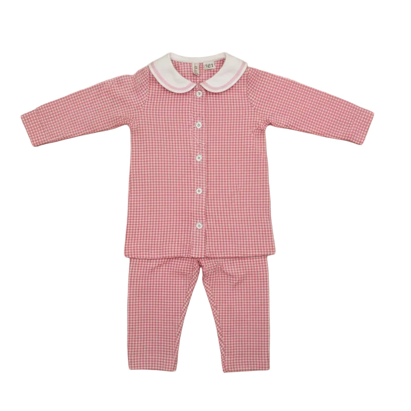 Luibelle – Gingham Collar Pajama Set (Breathable Cotton)