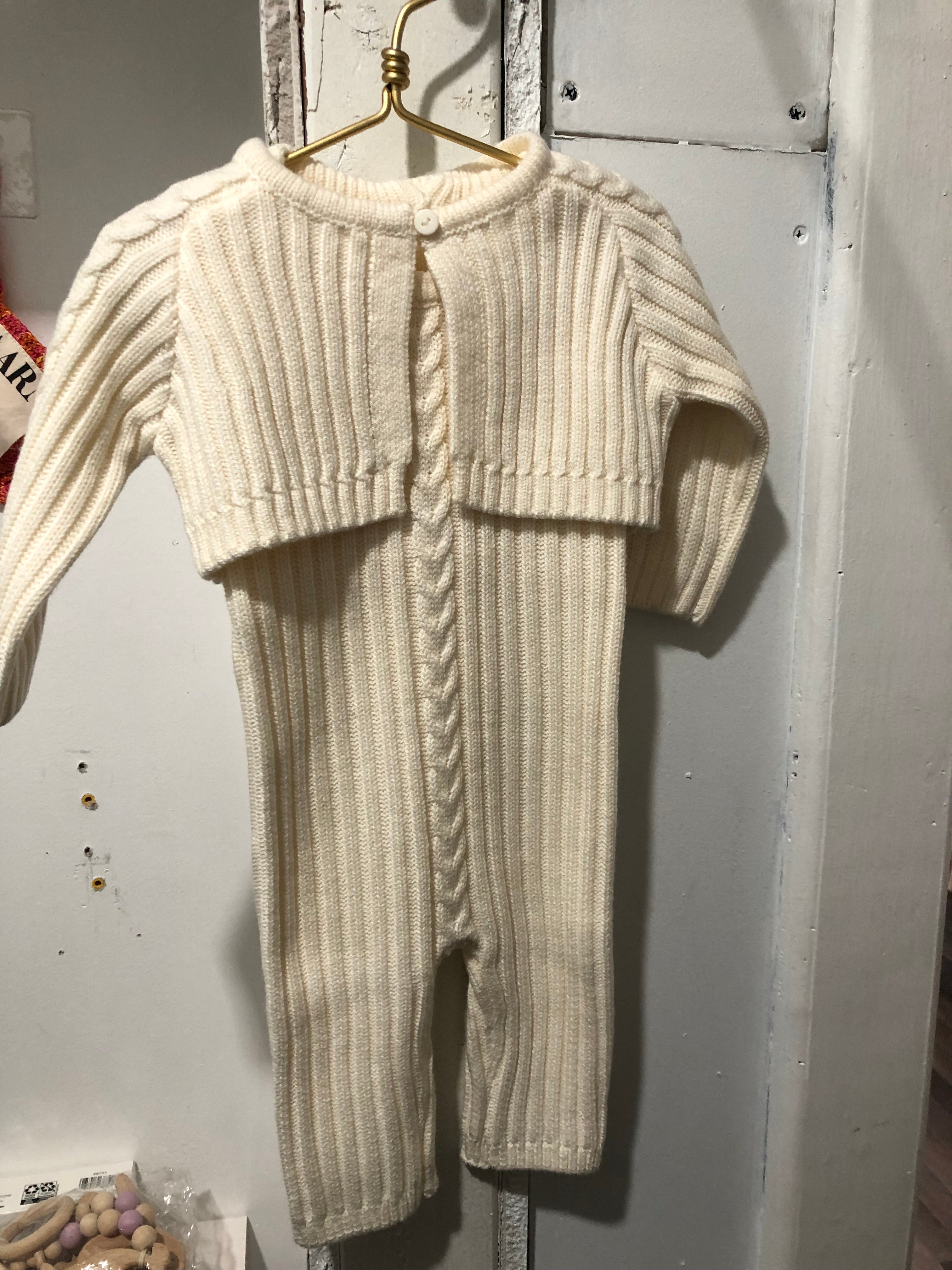 Pompomme Cream Cable Detail Knit Set