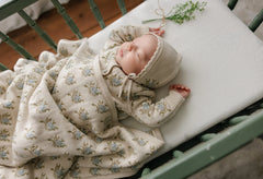 Peluche Bebe Floral Intarsia Knit Cardigan Powder