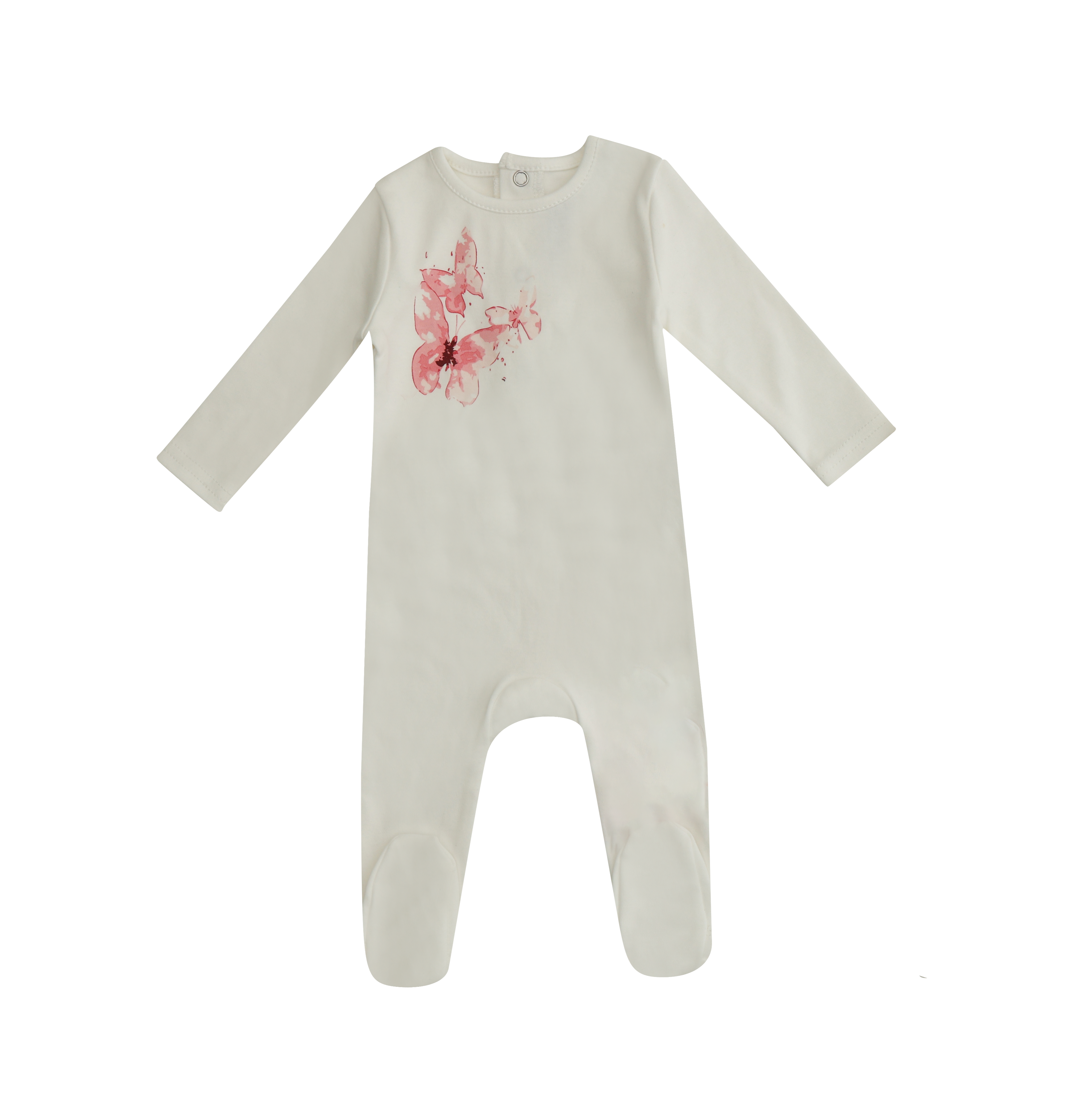 Mini Label Girls White Butterfly Footie