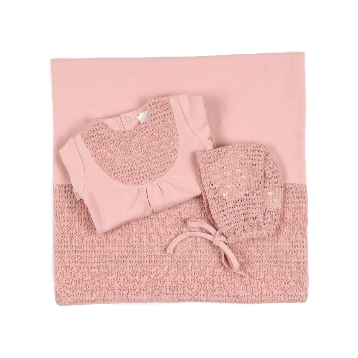 L’oliva Knit Bib Footie + Bonnet (E30012/02012)