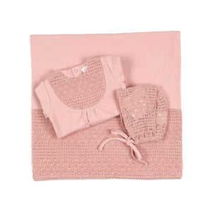 L’oliva Knit Bib Footie + Bonnet (E30012/02012)