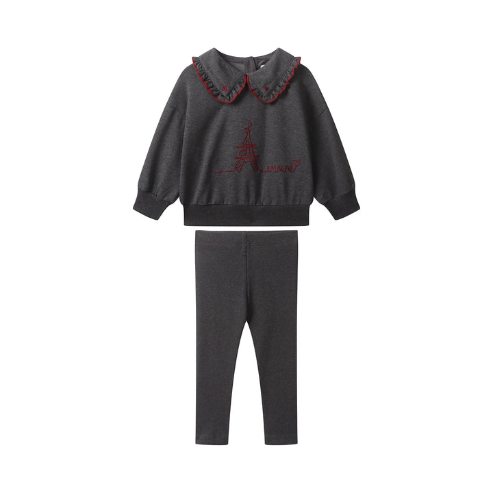 Lemonana Grey/Burgundy Whimsy Baby Girl Set