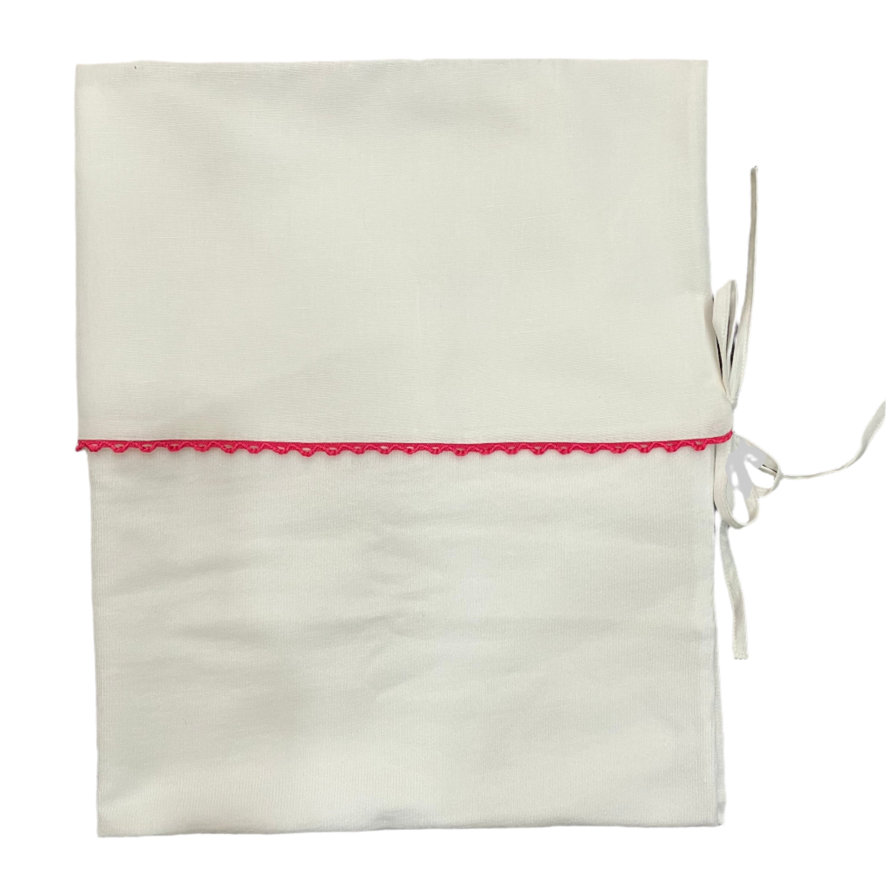 La Mascot White/Fuschia Trim Linen Blanket